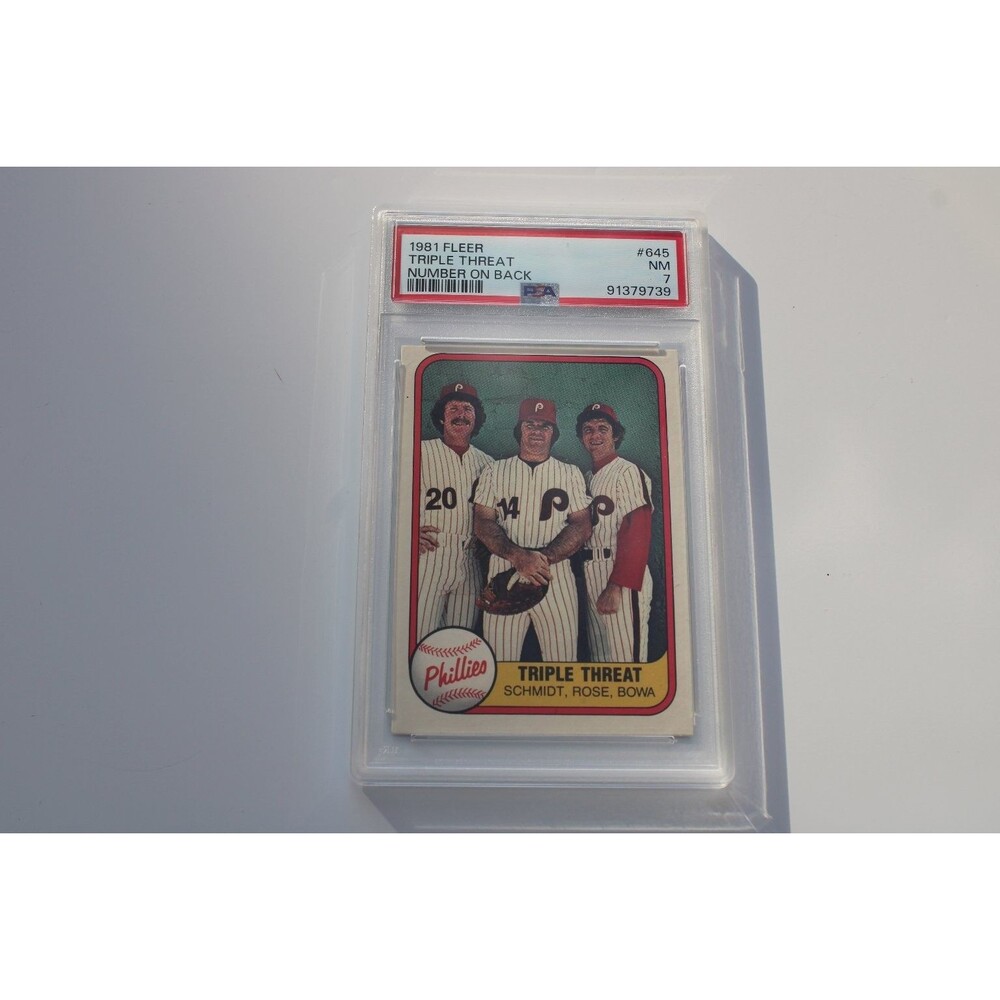 1981 Fleer Triple Threat #645 Schmidt Rose Bowa PSA 7 NM Phillies HOF
